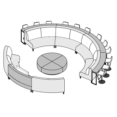 Modular Circular Sofa with Dining Table Coffee Table and Entertainment Center