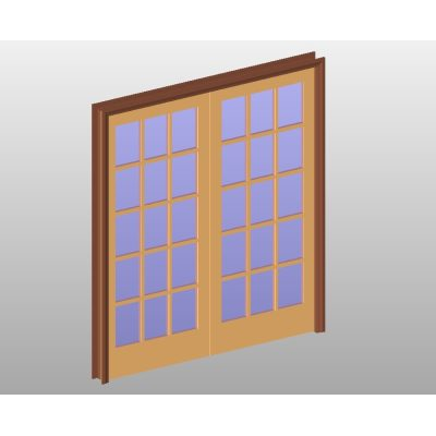 Double French door with 30 glass panes