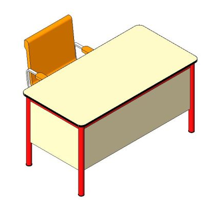 Professor's Desktop with Chair 3D Model