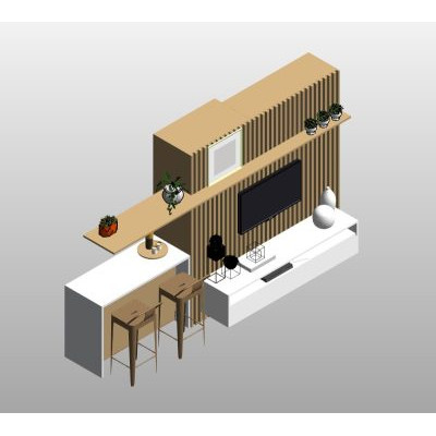 Modern Kitchen and Living Room Unit
