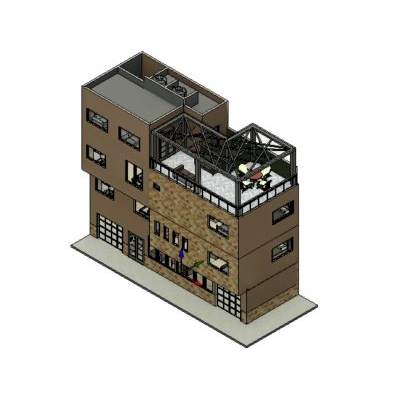 Revit model duplex house with roof garden