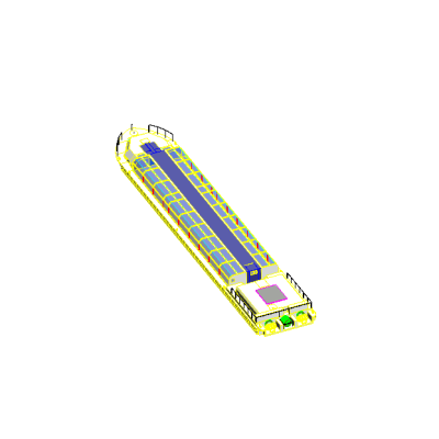 Long and flat boat.