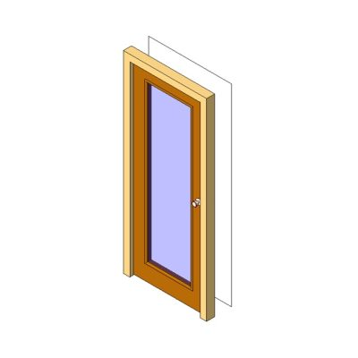 Wooden entry door with full glass panel