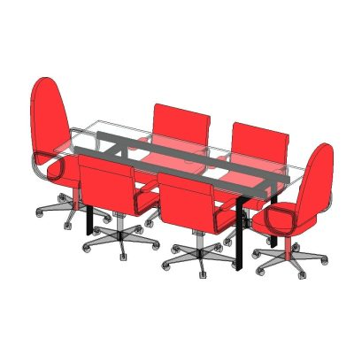 Glass Conference Table with Office Chairs