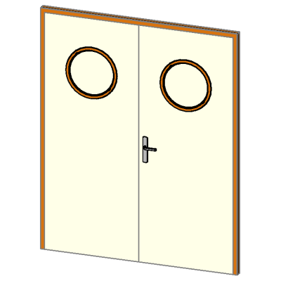 Double door with modern round oculus