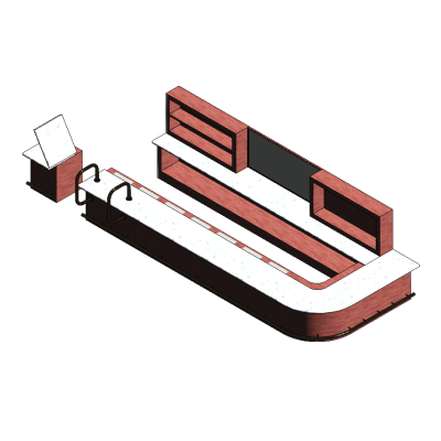 U‑Shaped Bar Counter with Back Bar Shelving