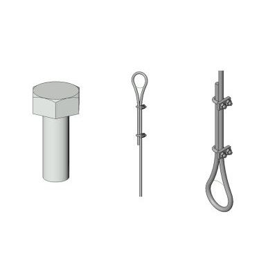 Wire rope loop with detailed cable clamps