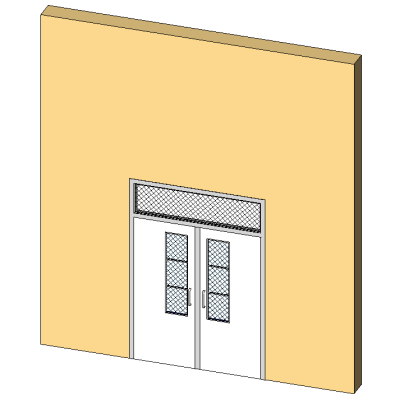 Steel double door with glass transom