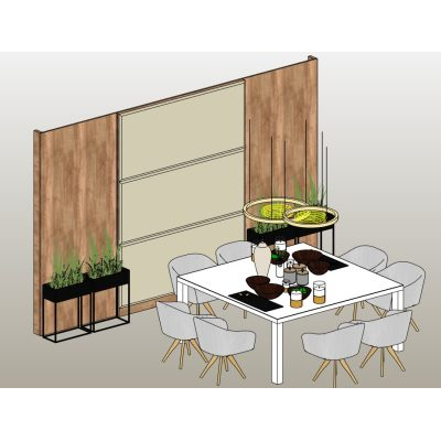 Square dining set for 8 people