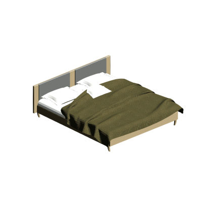 Contemporary Double Bed with Low Headboard
