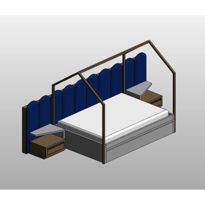 Modern Canopy Bed with Side Shelves and Nightstands