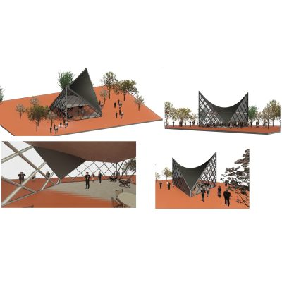 Cultural pavilion with saddle roof modern