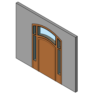 Craftsman door with arched glass panels