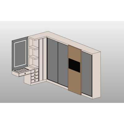 Wardrobe with 3 Doors and Mirror