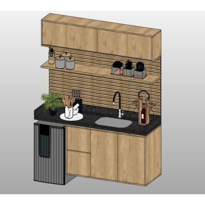 Kitchen counter with sink and cabinets