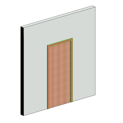 Flush wooden door with casing parametric