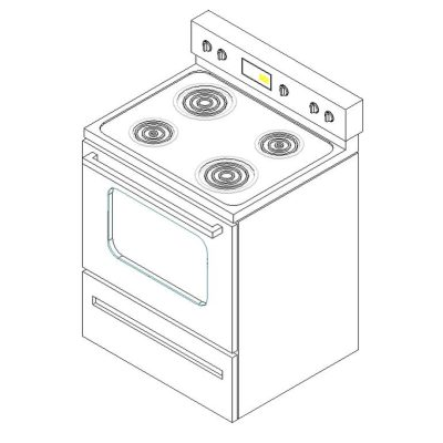 Kitchen range with modern oven and 4 burners