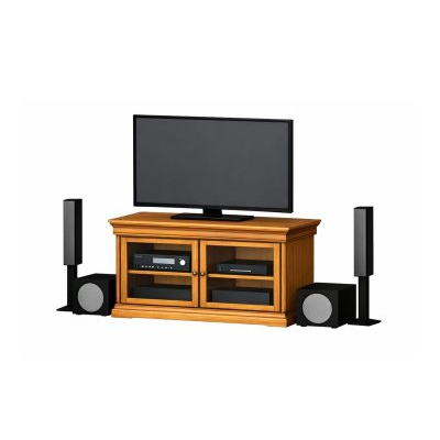 TV stand with detailed glass doors