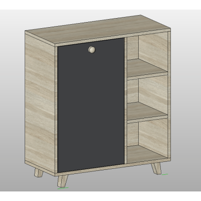Low media unit with door and shelves