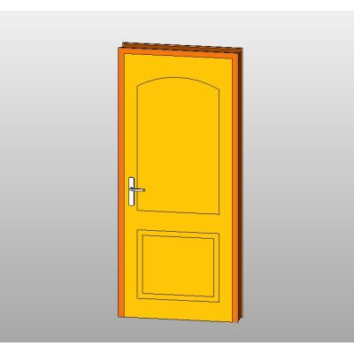 Arched panel door with modern handle