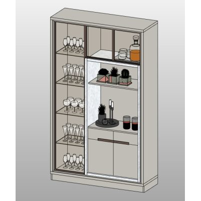Glass display cabinet with stemware