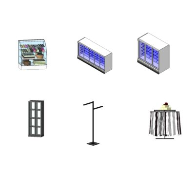Retail store components with 67 modern pieces