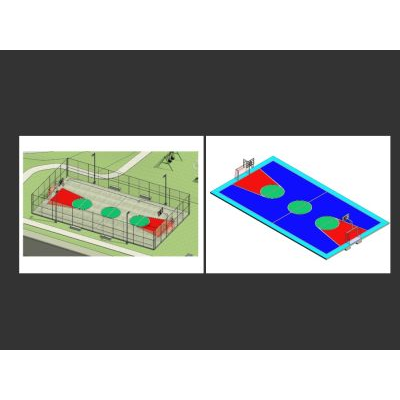 Versatile Sports Court 11 Basketball court and boards with goal