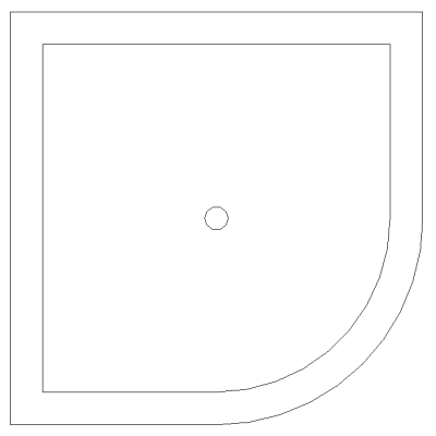 Shower Base-Rounded Corner-2D