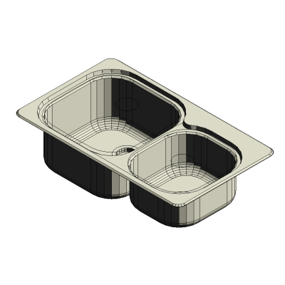 Double basin sink with modern rim