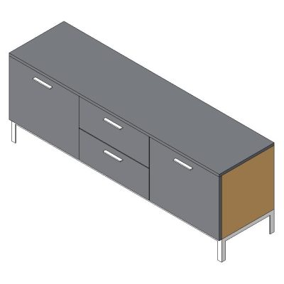 Modular Long Cabinet with Drawers and Doors