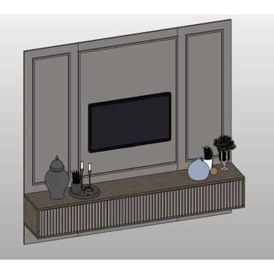 TV wall panel with media cabinet