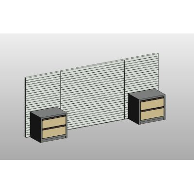 Bedroom Storage System with Slated Wall and Nightstands