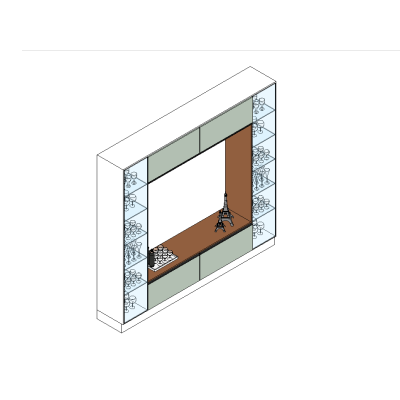 Glass cabinet with modern wooden frame