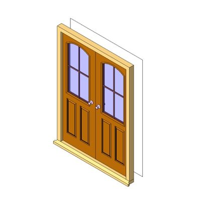 Exterior double door with arched glass