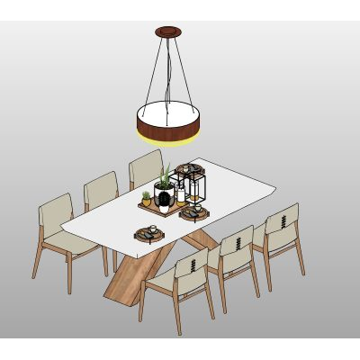 Dining table for 6 with pendant