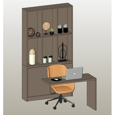 Compact home office with bookcase