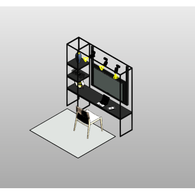TV Set with Shelving and Desk 01