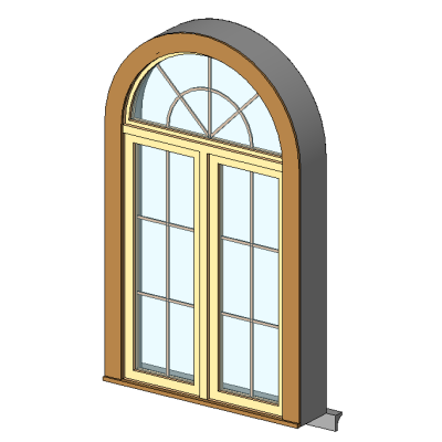 Casement Window combined Arch Wall Curve and Sash Trim Parametric 12476