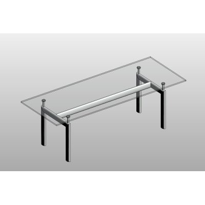 LC6 table with detailed fixed glass top