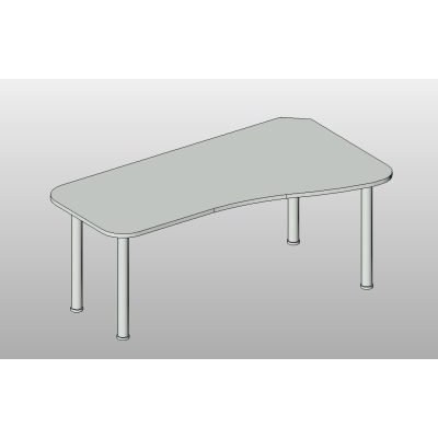 Desk with curved top and metal legs
