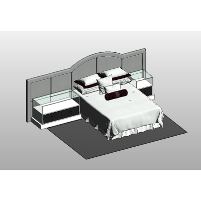 Bed with Upholstered Headboard and Nightstands