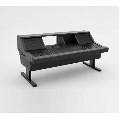 Recording studio desk with modern rack bays