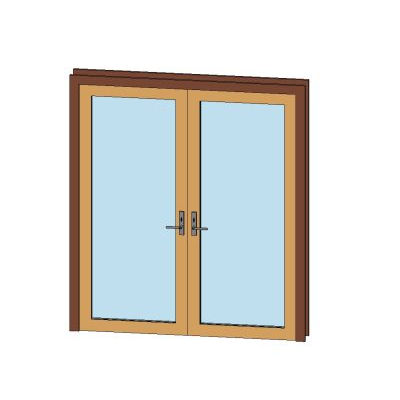 Double glass door with modern wood frame