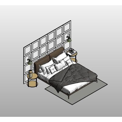 Bedroom set modern metal and wood