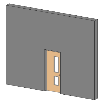 Flush exterior door with modern glass