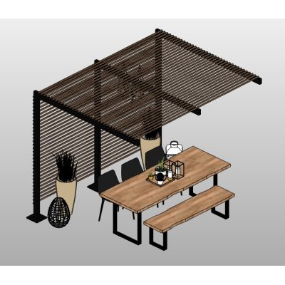 Pergola with outdoor dining set