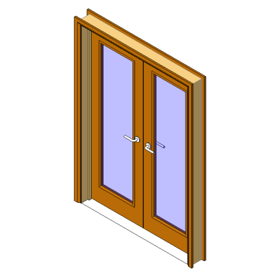 Double door with modern glass panels