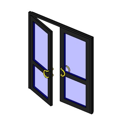 French double door with divided glazing 14 Double glass door with decorative handles