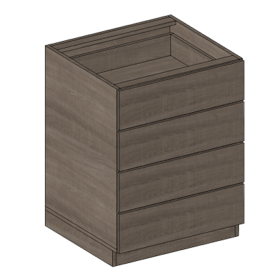 Kitchen base cabinet with 4 drawers