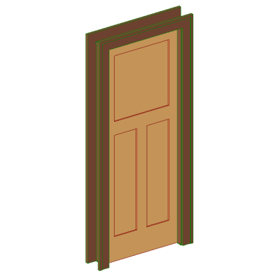 Craftsman Pocket Door with Triple Panels